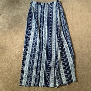Blue and White Max Skirt with side slit